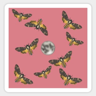 Death's Head Moth and Moons Pink Sticker